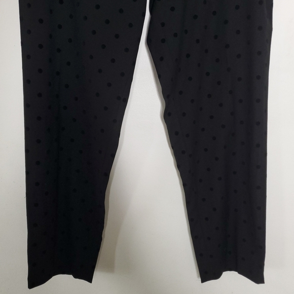 Talbots Hampshire Black Velvet Polka Dot Ankle Pant Size 16 Preppy Tailored Chic - Picture 5 of 12